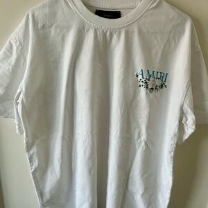 AMIRI White Tee with Blue Graphic